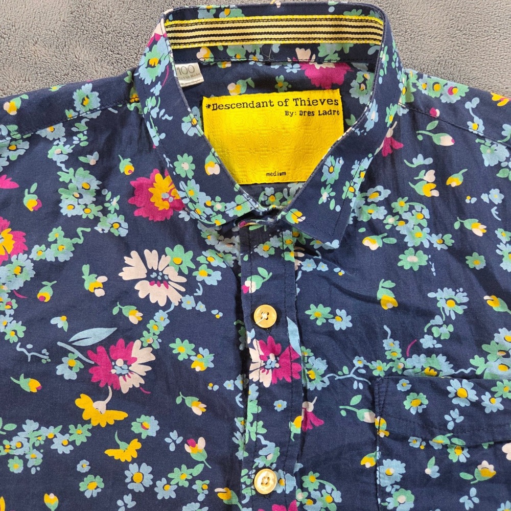 RARE Descendant of Thieves Men's Floral Short Sleeve Button Down Shirt M Limited